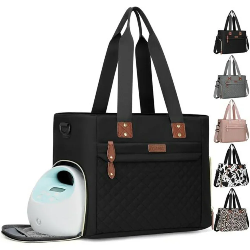 Large diaper bag tote travel baby bag with laptop sleeve for mom and dad